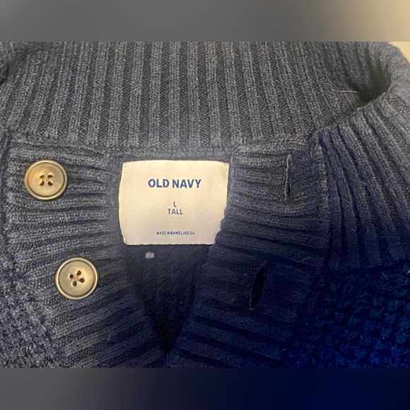 Old Navy Blue Long Sleeve Waffle Knit Sweater Pullover - Picture 7 of 12